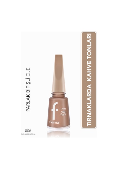 Flormar Latte Nail Enamel Yüksek Pigmentli & Parlak Bitişli Oje 006 Cashmere Mocha