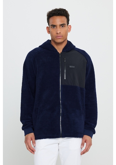 AC&Co / Altınyıldız Classics Erkek Lacı Oversize Bol Kesim Kapüşonlu Polar Lacivert