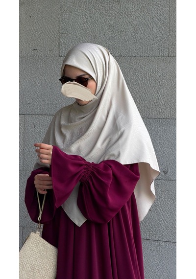 Qalortex Scarf Premium Jakarlı Sare Büyük Boy Eşarp -kum Beji