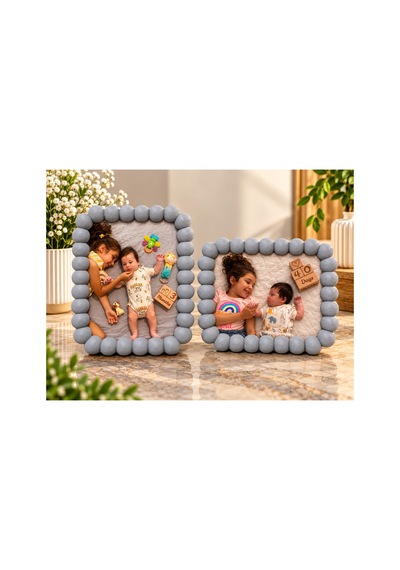 Dekoratif Boncuk Çerçeve 2adet 15 10cm Şık Ve Modern 3d Baskı Gri