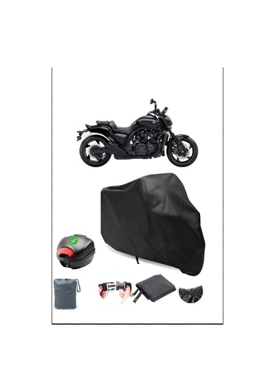 Siyah Yamaha Vmax Arka Çanta Uyumlu Su Geçirmez Motosiklet Örtüsü