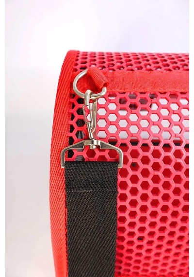 Tr Flybag Voyager Fileli Şeffaf Model Kedi Köpek Taşıma Çantası, 46x30x27 Cm, Kırmızı