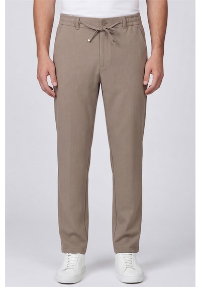 Sabri Özel Erkek Kahverengi Normal Kesim Regular Fit Pamuklu Armürlü Bel Lastikli Jogger Pantolon