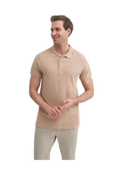 Cazador Erkek Polo Yaka Slim Fit Pike Düz Pamuklu Tişört Safarı