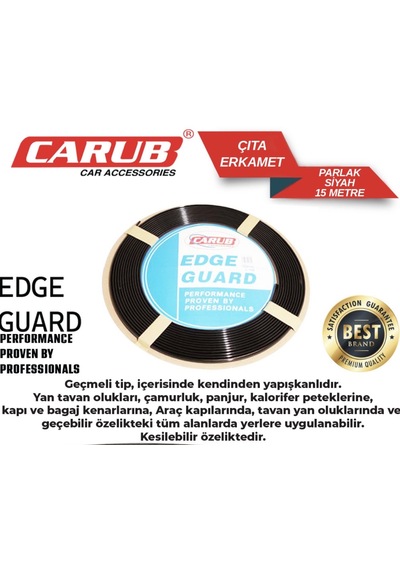 Carub Kapı Çıta Erkamet 7mm Parlak Siyah 15m Şerit 1 Adet