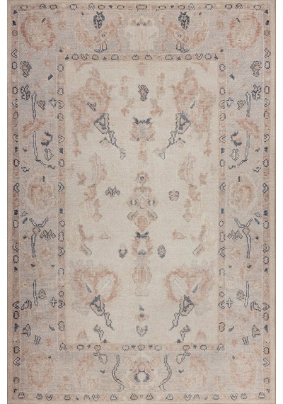 Artloop Relic Krem / Pudra Vintage Dokulu Klasik Desenli Dokuma Tabanlı Şönil Halı Al 510 Krem - Pudra