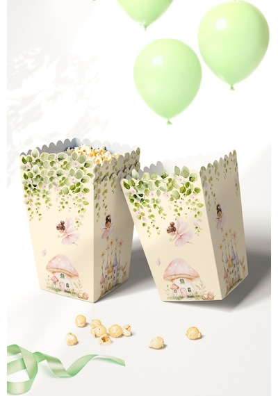 Orman Perileri Ve Sevimli Evleri Temalı Doğum Günü Konsepti Süsleme Seti , Cupcake Süsü Flama Etiket Dijital Baskı