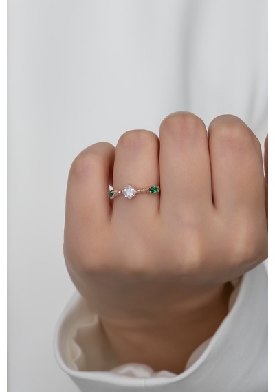Gümüş Prenses Yüzük Rose Gold Kaplama 925 Ayar Gümüş Rose Gold (511780069)