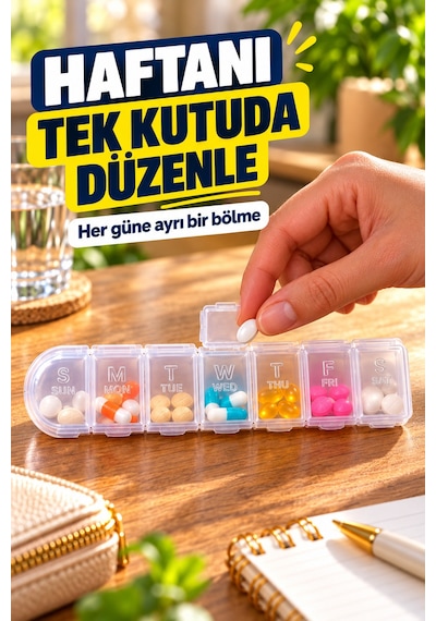 2 Adet Haftalık İlaç Ve Hap Kutusu 7 Gün Şeffaf Vitamin Saklama Kabı Seyahat Düzenleyici 16 X 3,5 Cm