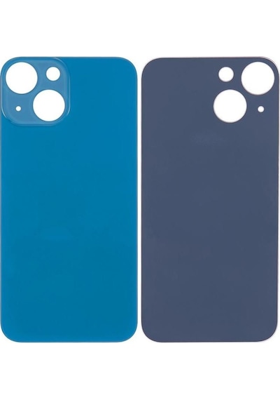 Apple Uyumlu iPhone 13 Mini Logolu Arka Pil Batarya Kapağı, Lens Hariç. Mavi