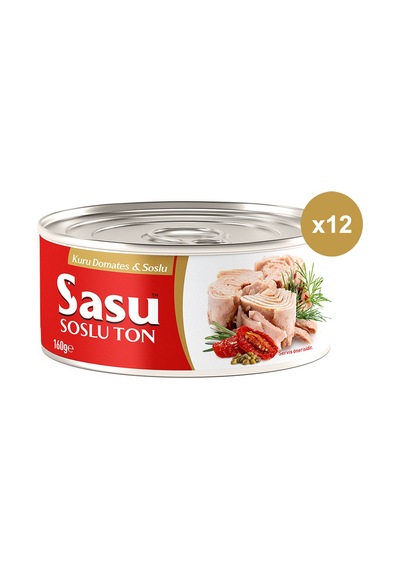 Sasu Kuru Domatesli & Soslu Ton Balığı Bütün Dilim 12 x 160 G