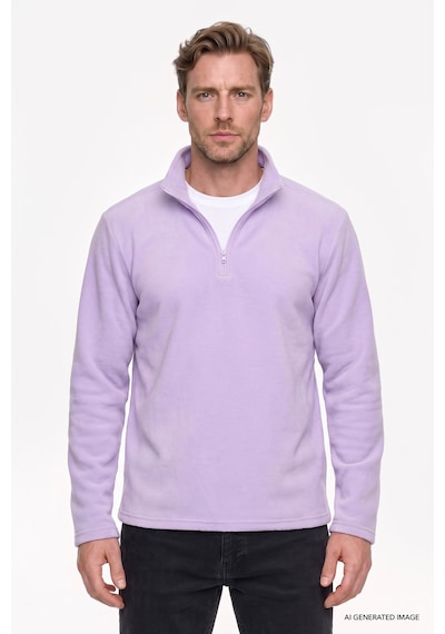 AC&Co / Altınyıldız Classics Anti-Pilling Tüylenme Yapmayan Bato Yaka Erkek Polar Sweatshirt Lila