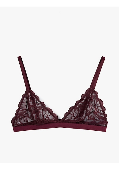 Koton Balensiz Dolgusuz Dantel Detaylı Sütyen Bordo 6wlk10145mk Bordo