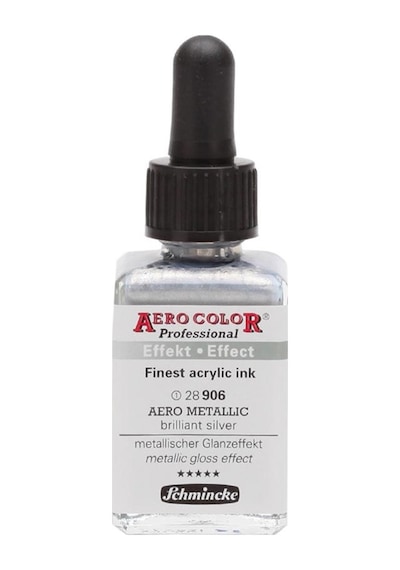Schmincke Aero Color Shine Brillant Silver 906 Mürekkep 28ml