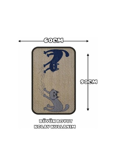 Çift Taraflı Tırmalama Paspası 90x60 Two Cat X Altı Kedi