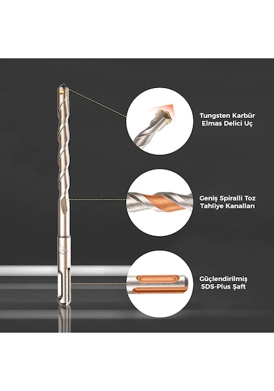 Cat Da03902 17 Parça Tungsten Karbür Sds-plus Beton Kırıcı/delici Matkap Ucu