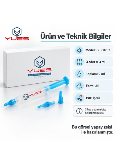 Yues Pap Diş Beyazlatma Jeli 3 X 3 Ml Şırınga Seti Gs-002s3