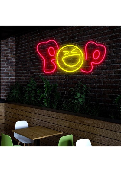 Pop Yazılı Ve Şekilli Neon Tabela Pembe