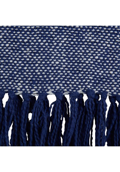 Lexroo Lacivert Çizgili Homespun Örtü, 50x60 6,35 Cm Püsküllü