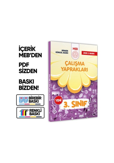 2026 MEB İlkokul 3.Sınıf Çalışma Yaprakları TÜM DERSLER Etkinlikli Eğlenceli S. Bankası BASKI ÜCRETİ