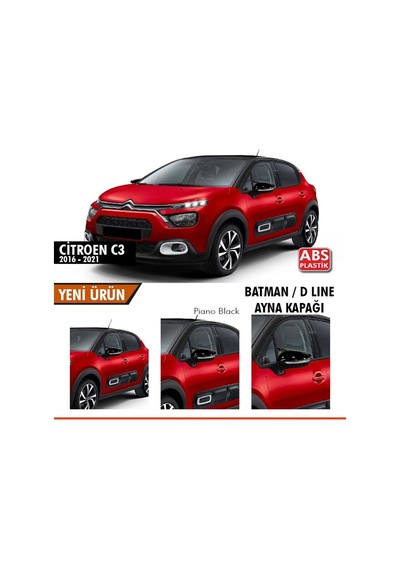 Citroen C3 2016 2021 Yarasa Ayna Kapağı Siyah (Sts Oto Aksesuar)