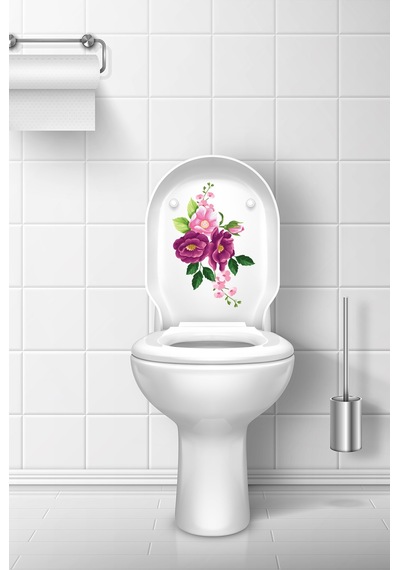 Mor Güller Güller Klozet Kapağı ve Banyo Sticker Seti