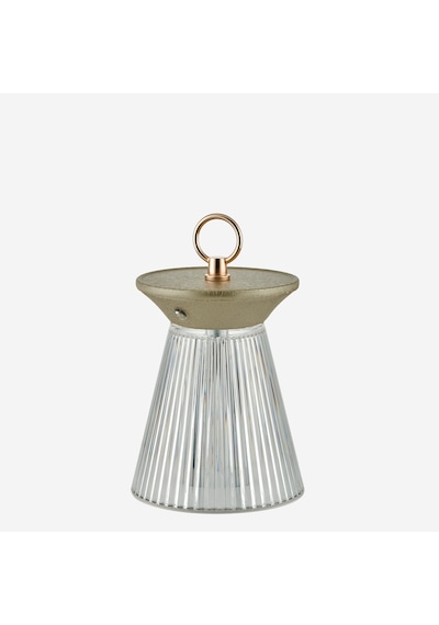 Gri Paslanmaz Çelik Şarjlı Masa Lambası 12x12x12 Cm