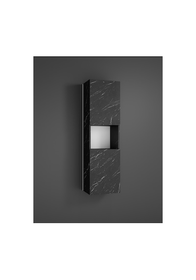 Lisa Banyo Dolabı Duvara Monte Raflı Mdf Siyah
