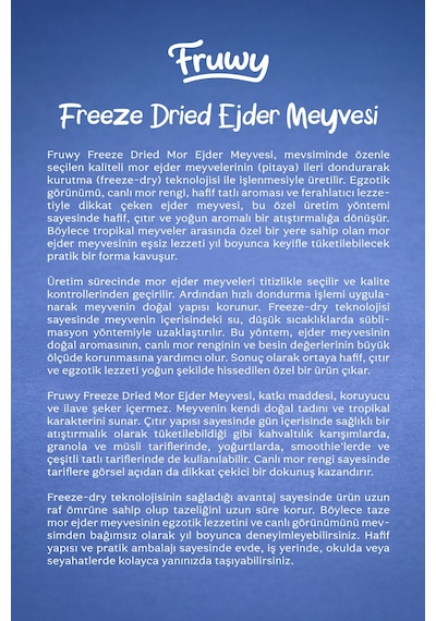 Freeze Dried Ejder Meyvesi Kova Dondurularak Kurutulmuş Ejder Meyvesi Diğer