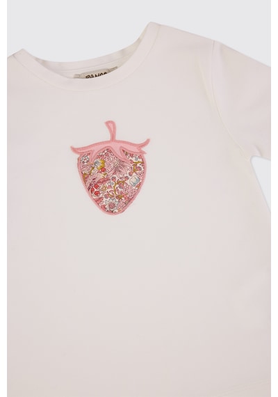 Panço Liberty Kumaş Kız Çocuk Tişört Krem 5621GK05002