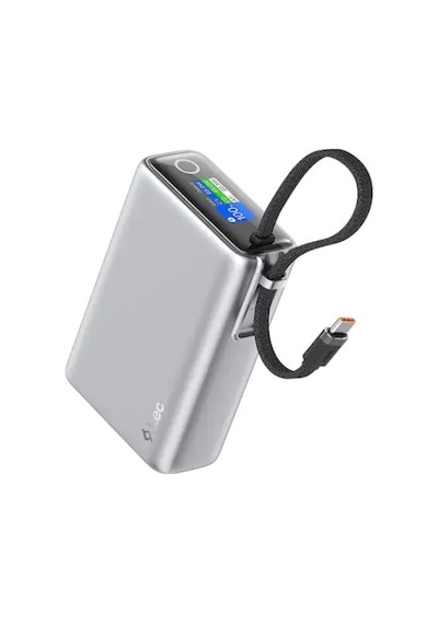 Ttec-recharger Pro Max Tft 20.000mah Pd 65w Usb-c Dahili Kablolu Taşınabilir Hızlı Şarj Aleti / Powerbank Gümüş