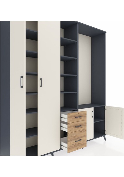 Hyperion Dolap 13 Raflı 3 Çekmeceli 4 Kapaklı 220x44x243 Antrasit-aytaşı/çam Çok Renkli Hyperion Dolap 13 Raflı 3 Çekmeceli 4 Kapaklı 220x44x243 Antrasit-aytaşı/çam Çok Renkli