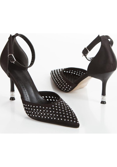 Preshley Kadın Fenny Siyah Saten Kristal Taşlı 9 Cm Teş Detaylı İnce Topuklu Sivri Burunlu Arkası Acık Stiletto Siyah Preshley Kadın Fenny Siyah Saten Kristal Taşlı 9 Cm Teş Detaylı İnce Topuklu Sivri Burunlu Arkası Acık Stiletto Siyah
