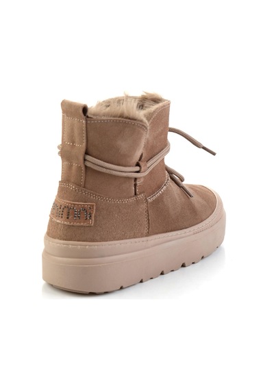 Bambi Vizon Hakiki Deri Kadın Bot & Bootie K02748100202 Vizon