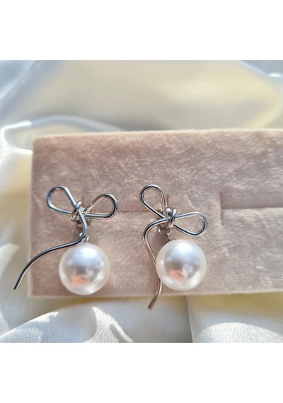 Pearl Ribbon Elegance Küpe Gümüş