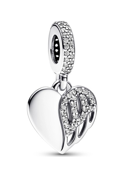 Nur Silver Heart & Angel Dangle Gümüş Cham - NUR-CM00361