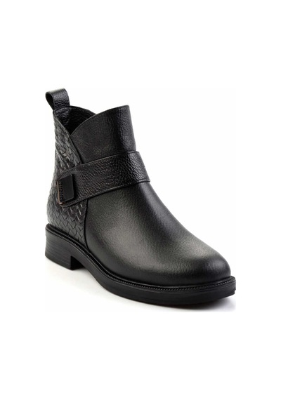 Siyah Siyah Hakiki Deri Kadın Bot & Bootie K02531270003 Siyah
