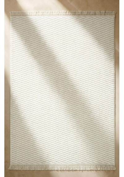 Dizayn 1063 Vizon Kaymaz Taban Koridor Halısı Kesme Yolluk Mutfak Halısı Modern Salon Halısı Beyaz