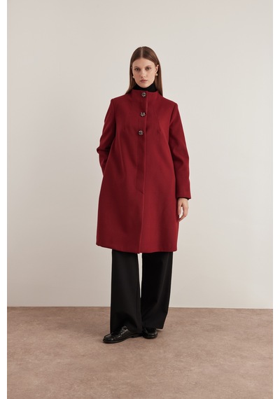 Aker 24aw08579112 Büyük Beden Kaban 24aw08579112 018 Bordo Bordo