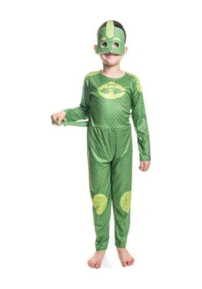 Hanbey Pazarlama Unisex Çocuk Yeşil Pija Maskeliler Gekko Kertenkele Kostüm Yeşil