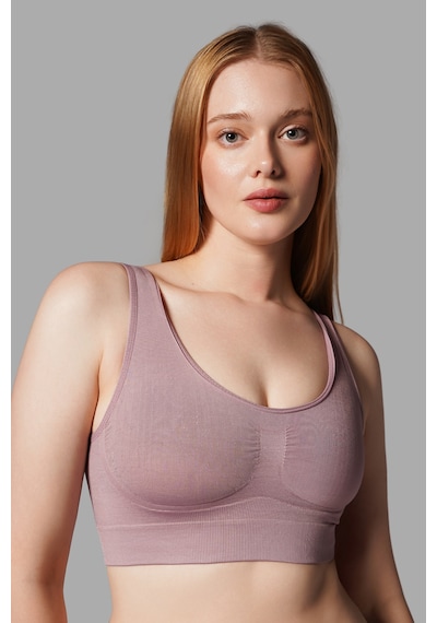 Fit Women Göğüs ı Dikişsiz Seamless Büstiyer Korse Kalın Askılı Pedsiz Balensiz ı Sütyen 5050 Gül Kurusu