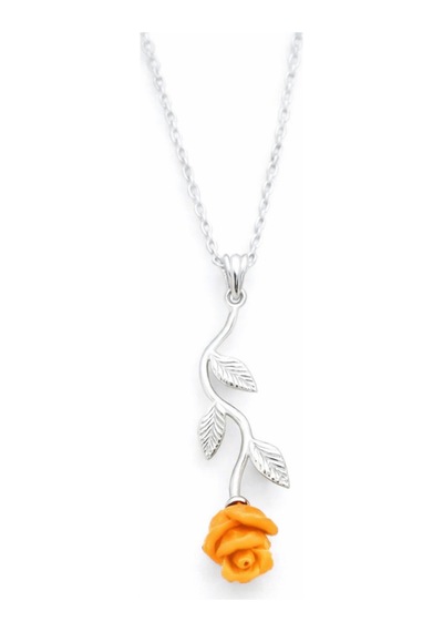 Çekirdekjewelry 925 Ayar Gümüş Pembe Güllü Ters Kolye Gri