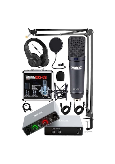 Stüdyo Ekipmanları Exclusive Paket-1 Cx2 Mikrofon Glx-600 Ses Kartı Stüdyo Kayıt Seti