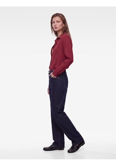 Koton Uzun Kollu Kaçık Yaka Düğmeli Oversize Gömlek Bordo 7wak60129pw