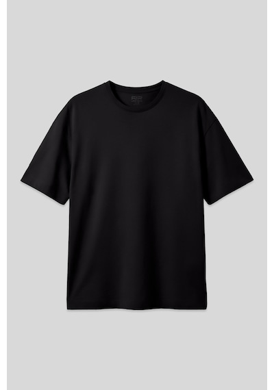 Air Jones Siyah %100 Pamuk Kalın Yumuşak Dokulu Oversize Fit Basic Erkek T-shirt - 88353 Siyah