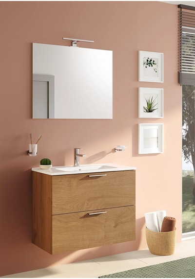VitrA Mia Banyo Dolabı Seti Çekmeceli 80 Cm Altın Meşe 67093 Beyaz
