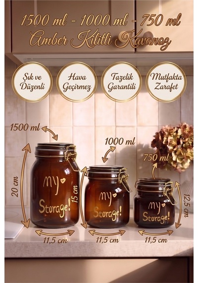 3'lü Kilitli Cam Kavanoz Seti 1500 Ml + 1000 Ml + 750 Ml Sızdırmaz Contalı Kapaklı Kalın Cam Erzak Saklama Kavanozu Paslanmaz Çelik Kilit Mekanizmalı Dekoratif Saklama Kabı Kahverengi Kahverengi 3'lü Kilitli Cam Kavanoz Seti 1500 Ml + 1000 Ml + 750 Ml Sızdırmaz Contalı Kapaklı Kalın Cam Erzak Saklama Kavanozu Paslanmaz Çelik Kilit Mekanizmalı Dekoratif Saklama Kabı Kahverengi Kahverengi