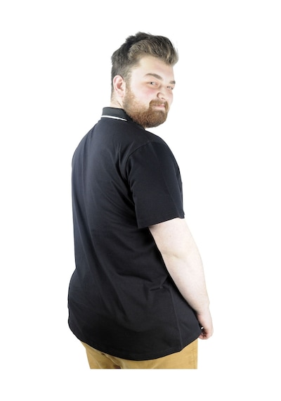 Mode Xl Büyük Beden T Shirt Polo Likralı Süprem Cepli 21558 Siyah 001