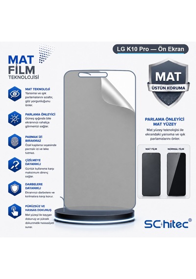 Schitec Lg K10 Pro Uyumlu Ön Yüzey Mat Hidrojel Ekran Koruyucu