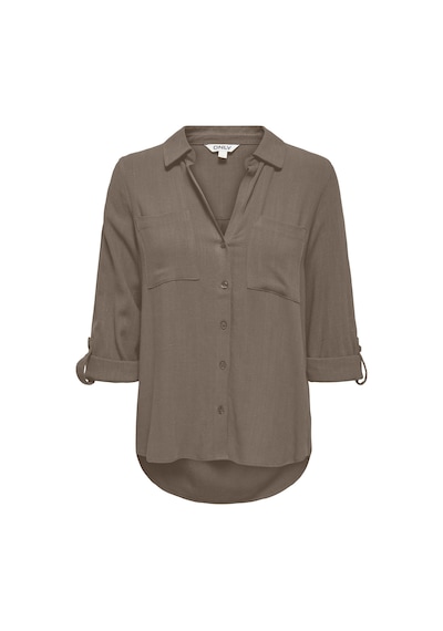 Only Onlyasmin Keten Karışımlı Regular Fit Klasik Yaka Gömlek Bayan Gömlek 15349102 Vizon VİZON